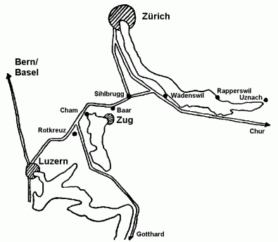 Lageplan Luzern, Zug, Zrich